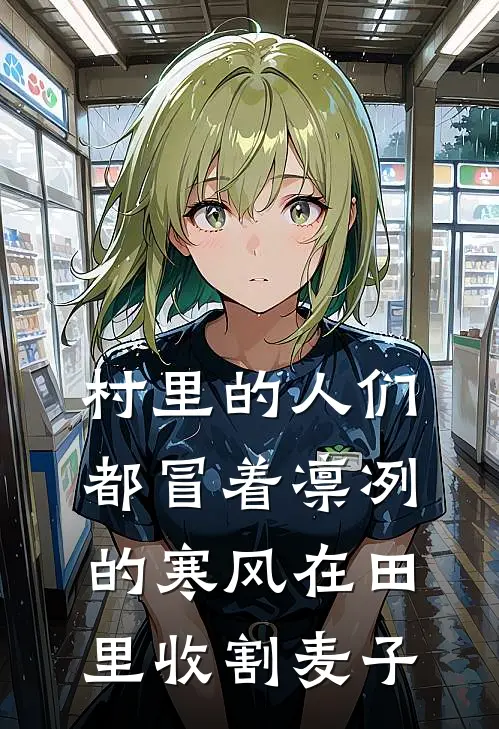 村里的人们都冒着凛冽的寒风在田里收割麦子